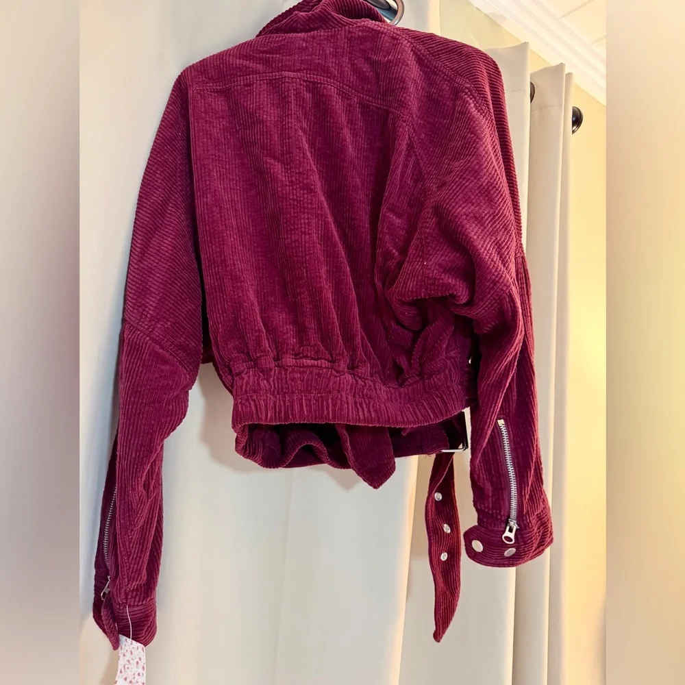 Free People Corduroy Moto Jacket in Merlot - Picture 5 of 5